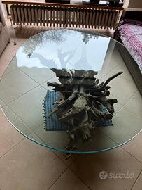 Tavolo vetro su radice