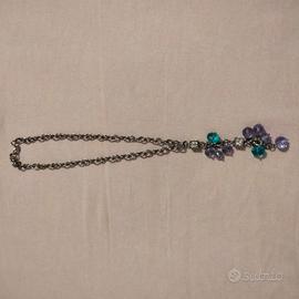 Collana acciaio con ciondoli e svarowsky