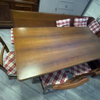 Tavolo legno massello, cassapanca 6 sedie rustiche