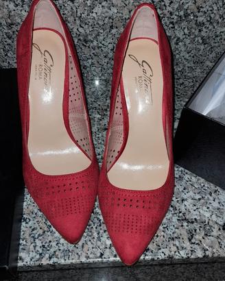 scarpe eleganti 38 in pelle rosse nuove