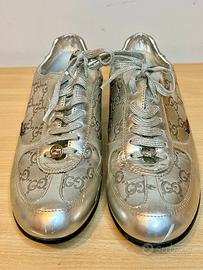 Sneakers Gucci Argento Metallizzato Tg 37