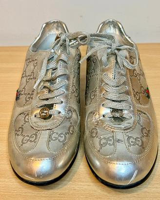 Sneakers Gucci Argento Metallizzato Tg 37