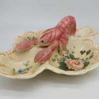 Ciotola vintage con aragosta in ceramica italiana
