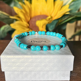 Bracciale uomo turchese 6mm, ematite