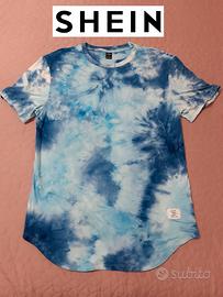 Maglia Shein Tie-Dye Blu Azzurro Bianco ghiaccio