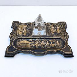 SET SCRITTURA DIPINTO A MANO CON CALAMAIO VETRO