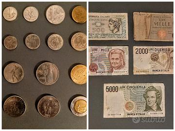 Lotto Monete e Banconote Lire Italiane 