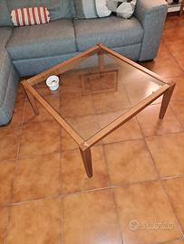 Tavolino da salotto legno e cristallo