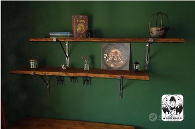 Mensola artigianale spazzolata in Frassino Olivato