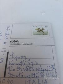 Francobollo con cartolina cuba