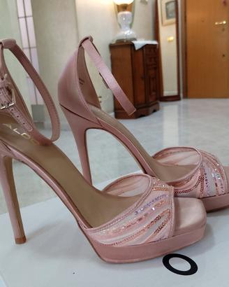 Aldo Sandali donna 38 rosa antico raso paillettes 