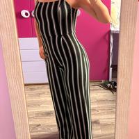Tutina lunga Bershka a righe bianco nere taglia M
