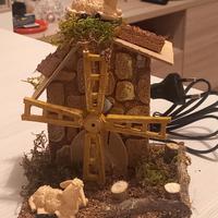 Mulino per presepe  in legno e sughero