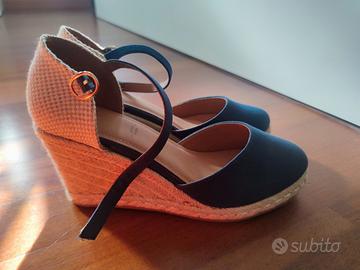 Espadrillas con zeppa blu - 39 - nuove
