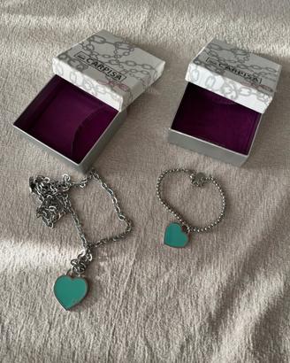Collana e braccialetto Carpisa con ciondolo cuore