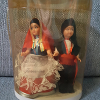 Coppia di bambole vintage souvenir anni '70