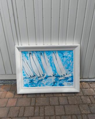 Quadro dipinto a olio "Barche a Vela"