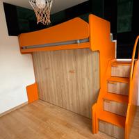 Letto a castello con cassettiera e scaletta conten