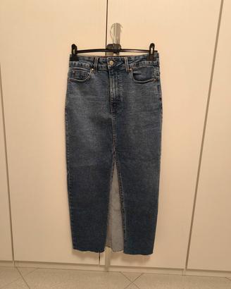 gonna jeans modello vintage con spacco 
