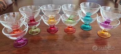 12 coppe gelato vetro colorato