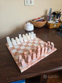 Scacchiera vintage in marmo ed onice completa