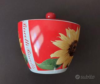 Biscottiera in ceramica con girasoli