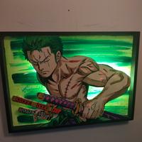 One Piece Zoro quadro in 3 D luce led