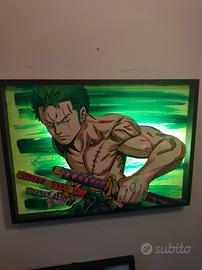 One Piece Zoro quadro in 3 D luce led