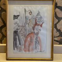 Acquerello, maschere di Venezia