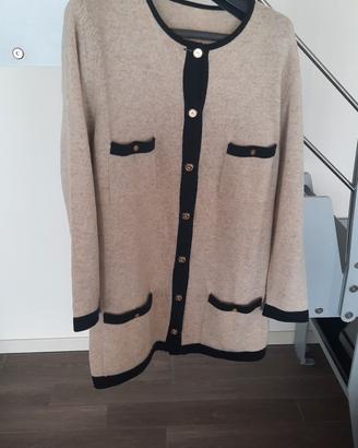 cardigan beige doppio da donna