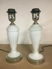 Pair of Murano table lamps in white Murano glass