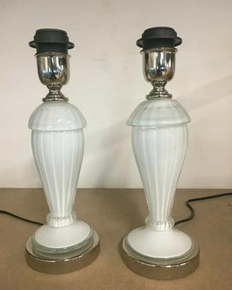 Pair of Murano table lamps in white Murano glass