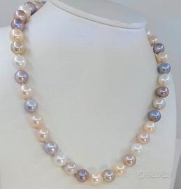 Collana Perle Edison Multicolore (9.5-10.5 mm)