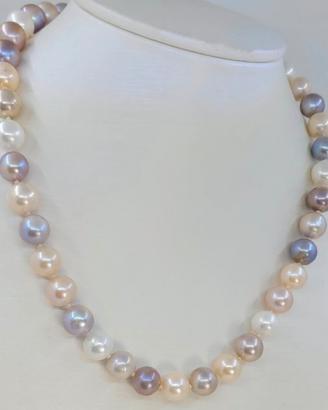 Collana Perle Edison Multicolore (9.5-10.5 mm)