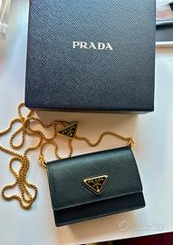 Mini borsa portacarte prada nera