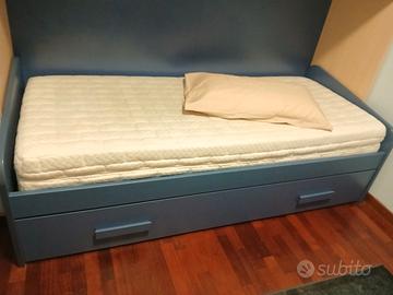 
Letto singolo con letto estraibile in legno, blu