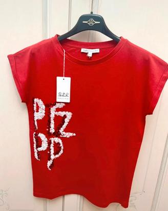 T-shirt Patrizia Pepe rossa con paillettes