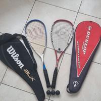  Squash racchette Dunlop e Wilson con custodia 