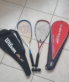 Squash racchette Dunlop e Wilson con custodia 