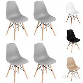 Coppia 2 sedie moderne grigie in polipropilene