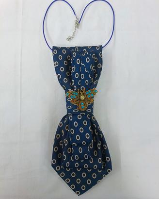 Collana cravatta gioiello vintage in pura seta 
