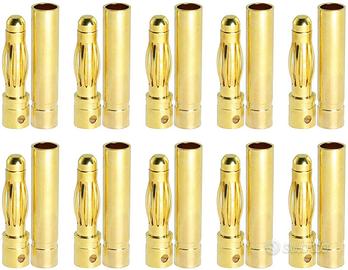 10 Paia Connettori Banana 4 mm Dorati per Batterie