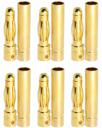 10 Paia Connettori Banana 4 mm Dorati per Batterie