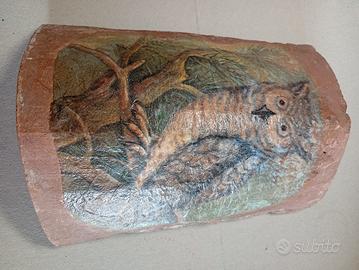 coppo antico in terracotta decorato a mano