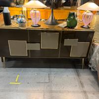 Credenza legno vetro e ottone