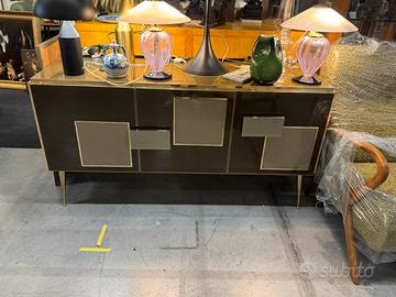 Credenza legno vetro e ottone
