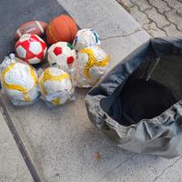 palloni da calcio in cuoio nuovi+basket+rugby set