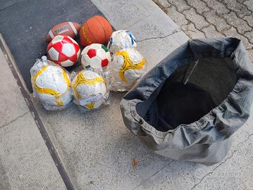 palloni da calcio in cuoio nuovi+basket+rugby set