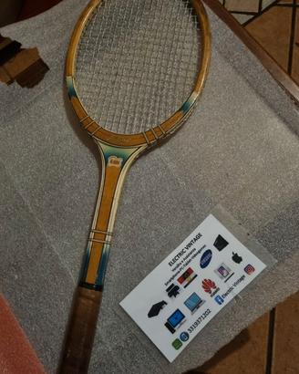 8192N-Racchetta Tennis In Legno Vintage Aerplane G