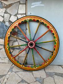 Ruota di Carretto Siciliano Dipinta a Mano Anni 50